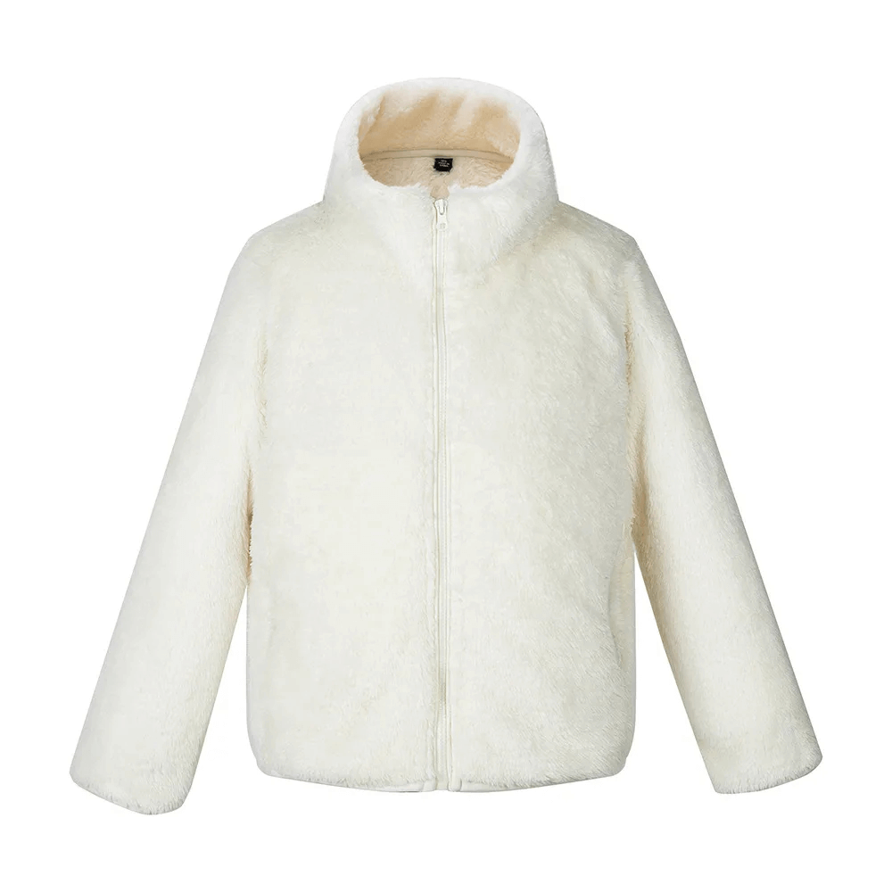 Kid's Zip-Up Polar Fleece Jackets That Keep Warm - SF3548, white fleece jacket for kids with full-zip closure and turtleneck.