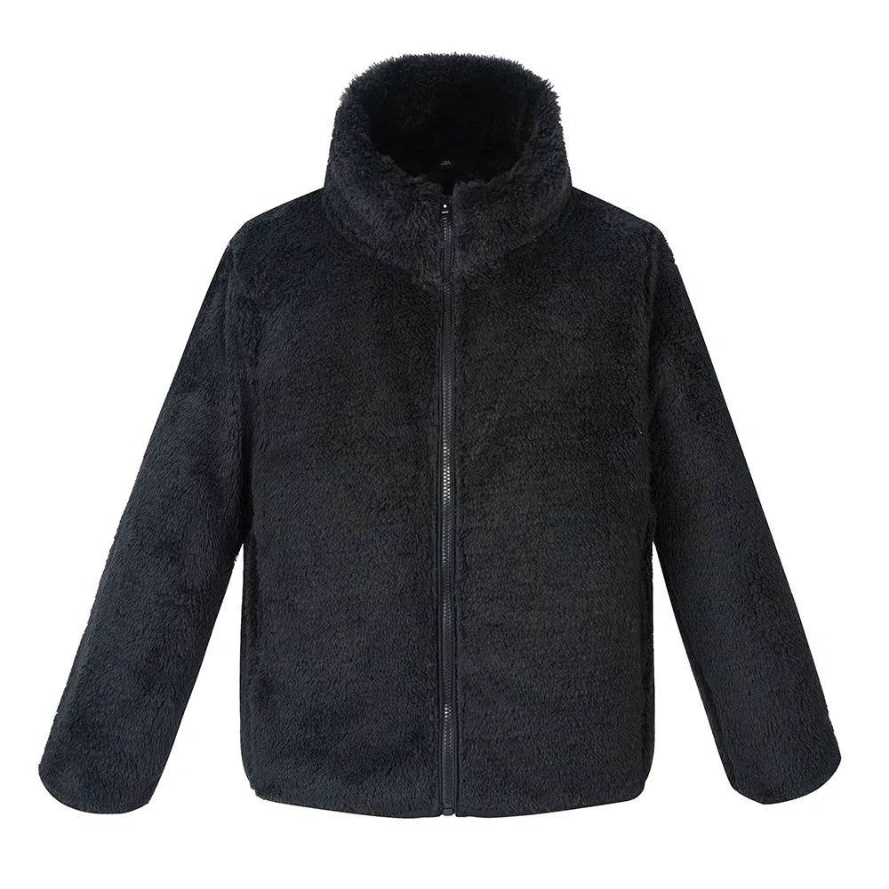 Kid's Zip-Up Polar Fleece Jackets That Keep Warm - SF3548, black plain fleece jacket for children, full zip and turtleneck to stay cozy in cold weather