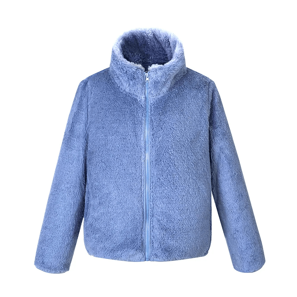 Kid's Zip-Up Polar Fleece Jackets That Keep Warm - SF3548, soft blue fleece jacket for boys and girls, perfect for chilly days.
