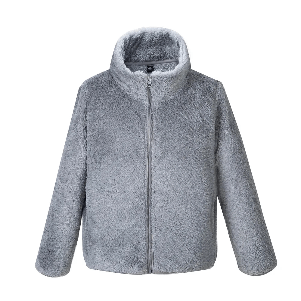 Kid's Zip-Up Polar Fleece Jackets That Keep Warm - SF3548 in gray, cozy design, perfect for children aged 5-14, ideal for cold weather.