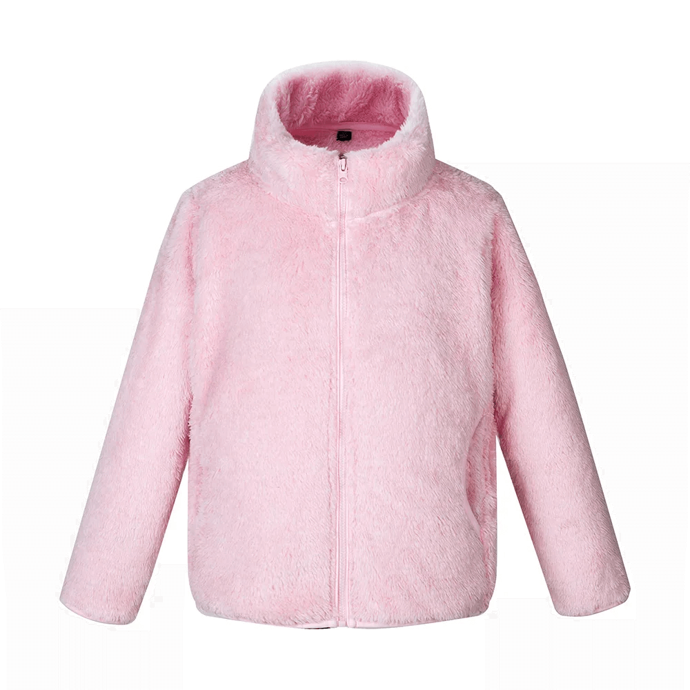 Pink Kid's Zip-Up Polar Fleece Jackets That Keep Warm - SF3548, cozy full-zip design for children aged 5-14.