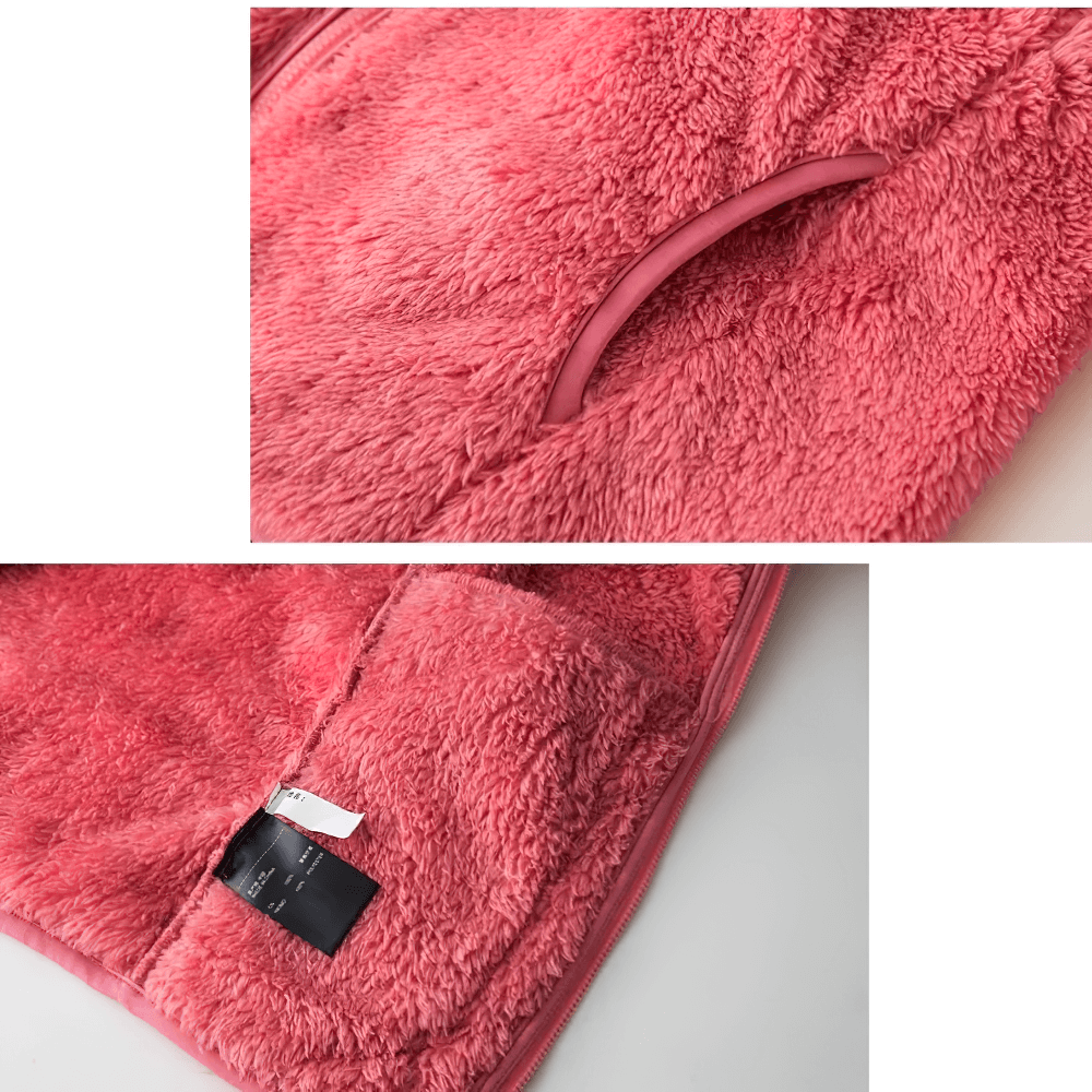 Kid's Zip-Up Polar Fleece Jackets That Keep Warm - SF3548 in vibrant red fleece, showcasing texture and attention to detail.