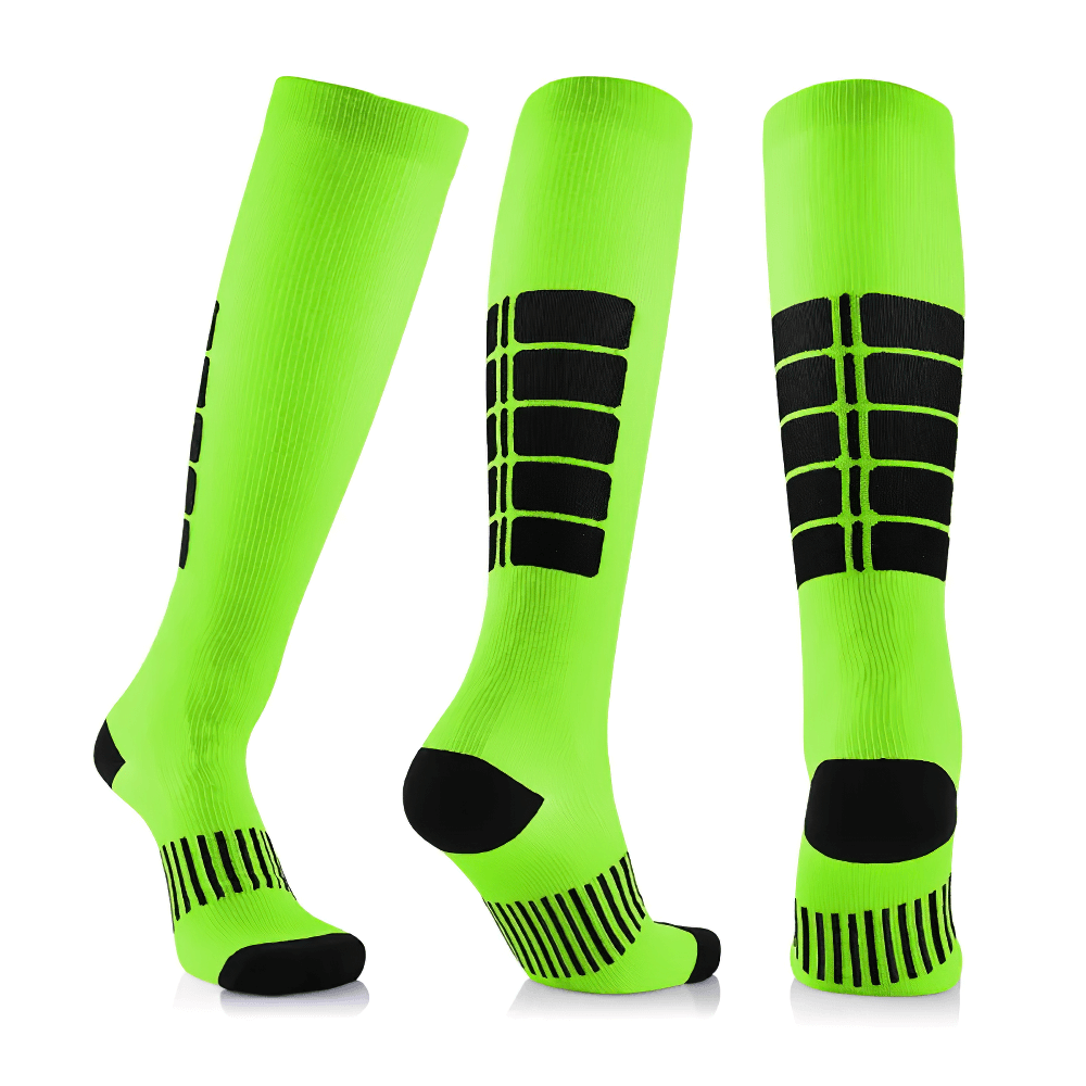 Vibrant knee-high sports socks for cycling and running - SF2238. Compression design for enhanced performance and recovery support.