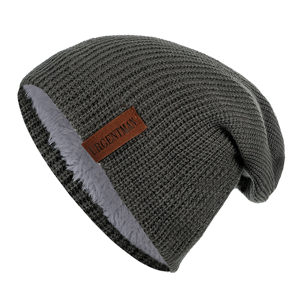 Unisex knitted winter beanie hat with fur lining, perfect for warmth and style. Ideal for skiing and outdoor adventures.