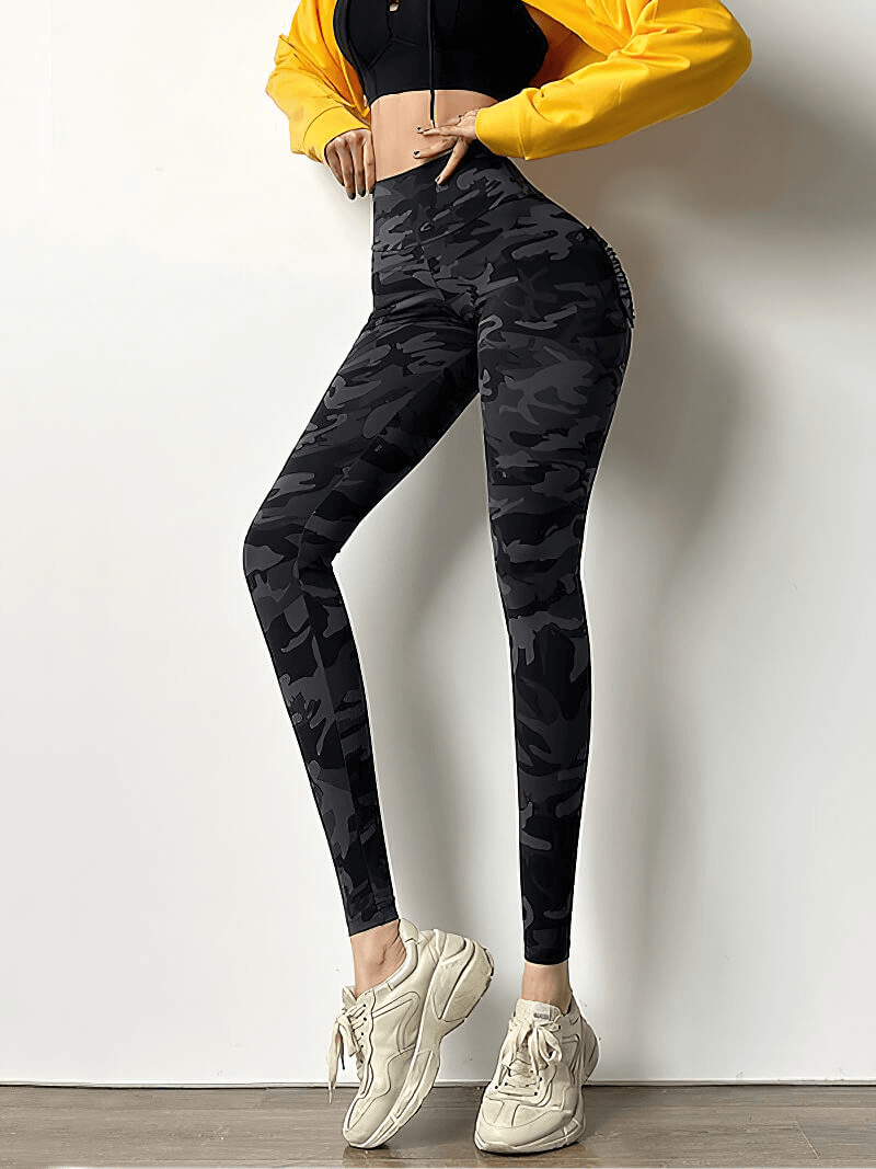 Ladies Camouflage Sports High Waist Leggings with Pockets - SF1285