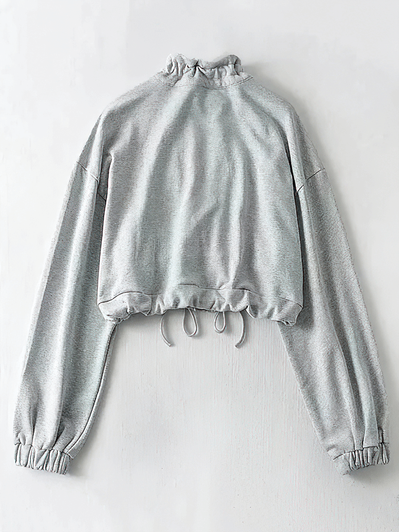 Loses Damen-Sweatshirt mit Stehkragen und durchgehendem Reißverschluss – SF1793 
