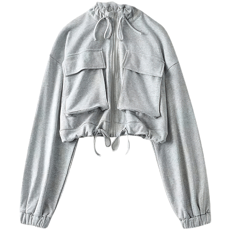 Loses Damen-Sweatshirt mit Stehkragen und durchgehendem Reißverschluss – SF1793 