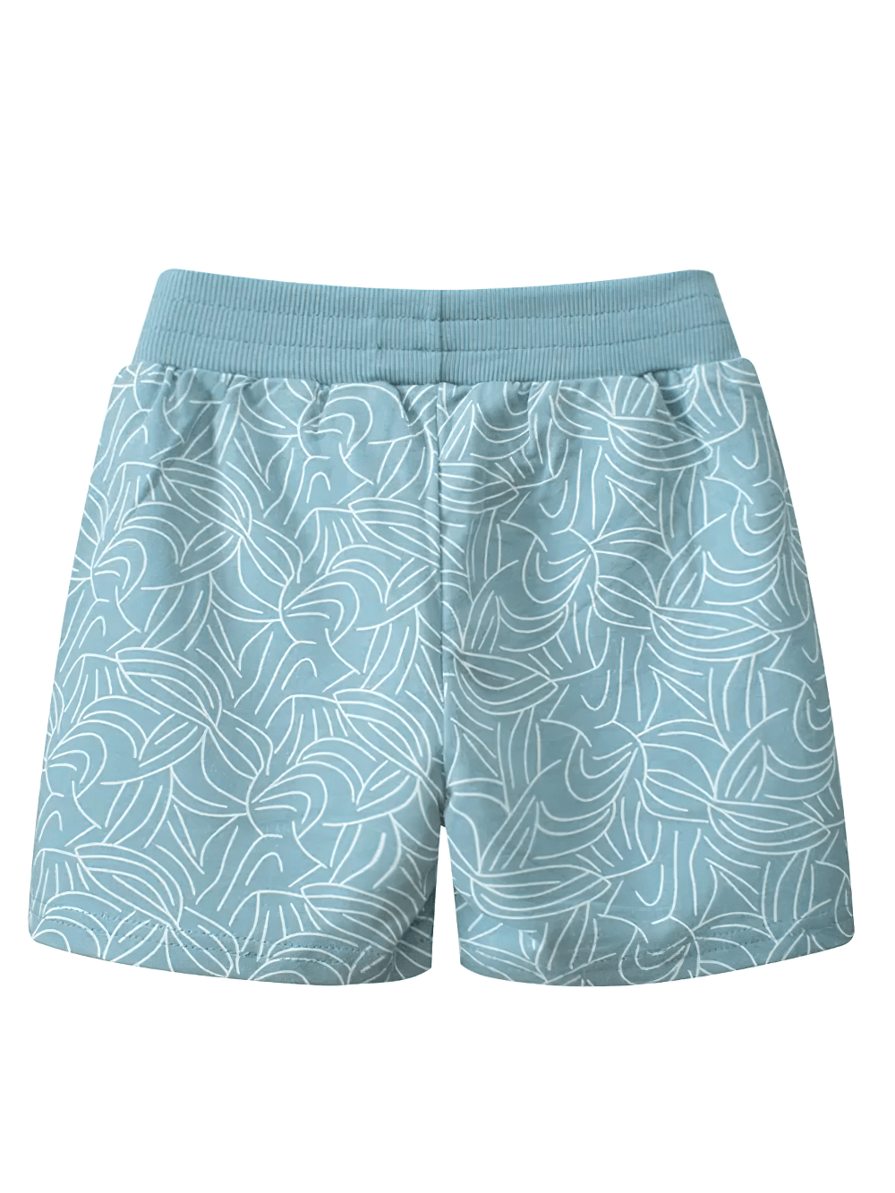 Leaf Print Shorts with Elastic Waist and Pockets - SF3790 for girls' summer wear with a fun leaf pattern and practical pockets.