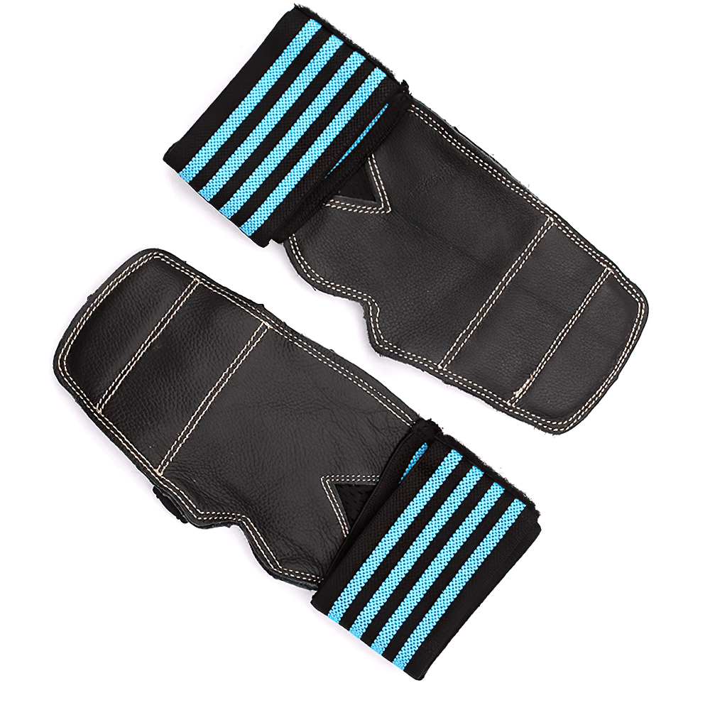 Leather Gym Grips with Straps for Pull-ups - SF3545, fitness training gloves with durable leather and adjustable straps for palm protection.