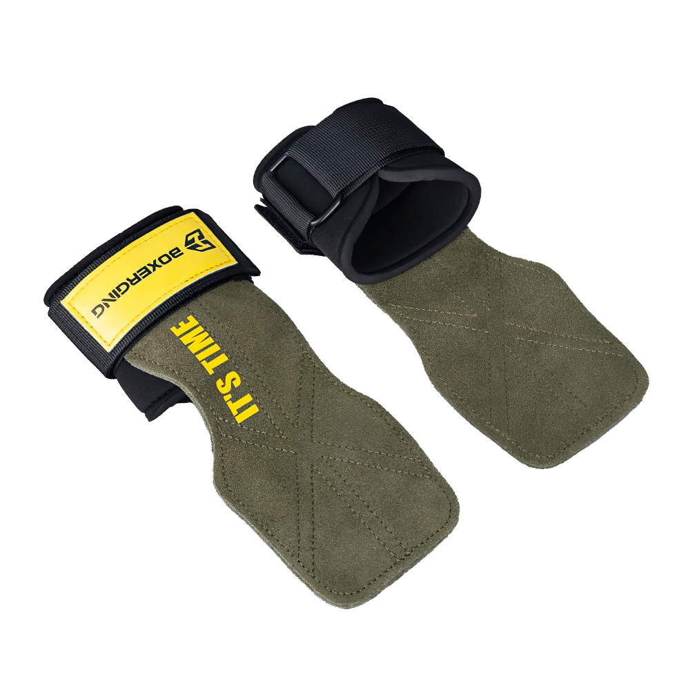 Leather Gym Grips with Wrist Straps for Powerlifting - SF3516 featuring durable cowhide and reinforced stitching for secure lifting.