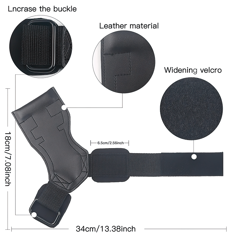 Leather Gym Hand Grips with Adjustable Strap - SF3544 for weightlifting with ergonomic design and widening velcro