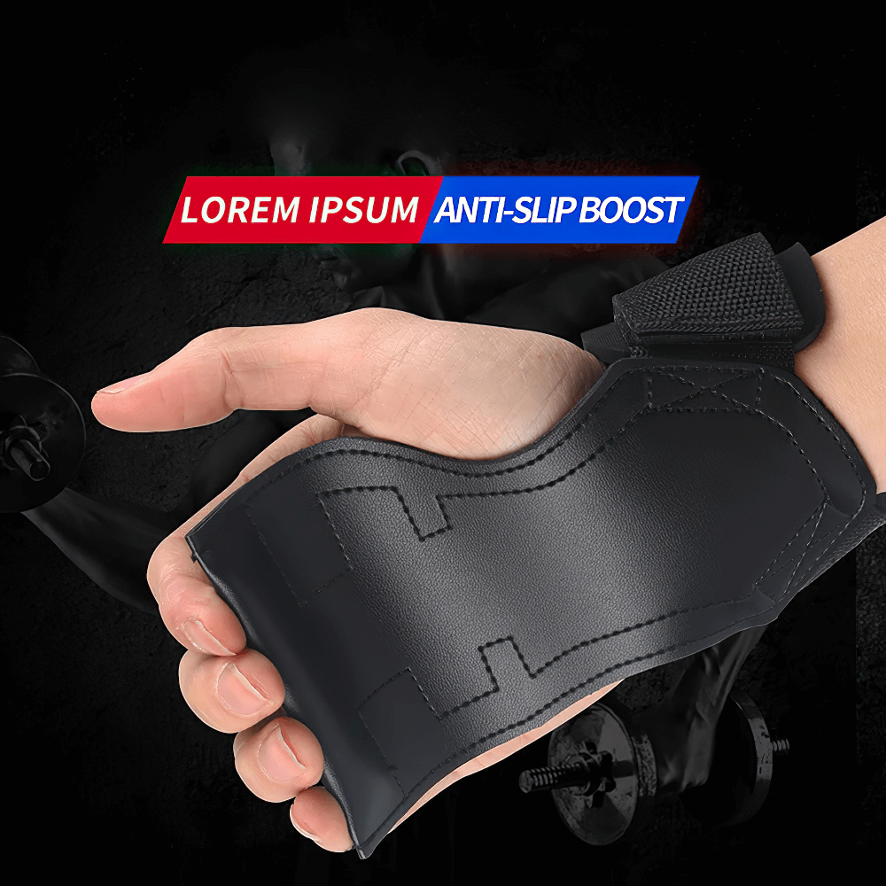 Leather Gym Hand Grips with Adjustable Strap - SF3544 for secure grip and palm protection during workouts.