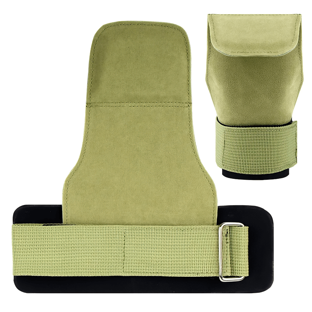 Leather No-Finger Weightlifting Hand Grips - SF3505, cowhide palm protector for CrossFit with adjustable Velcro strap, anti-slip design.