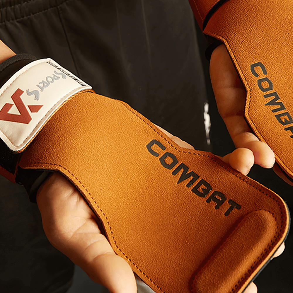 Leather Weightlifting Hand Grips with Protection - SF3536 showcasing durable design for enhanced grip and palm protection during workouts.