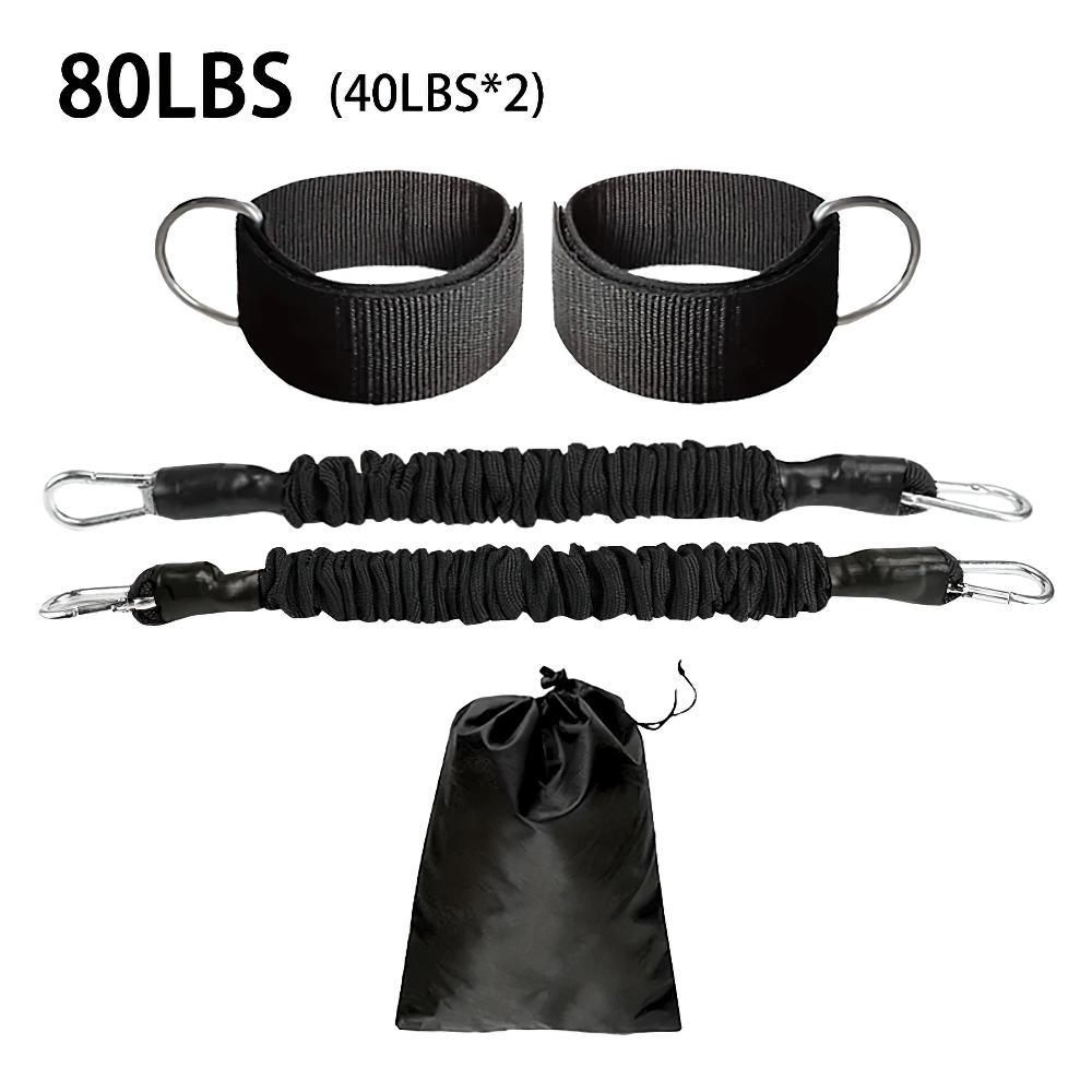 Leg resistance bands with ankle straps and carry bag, 80 lbs total resistance, perfect for leg and glute workouts - SF3414.
