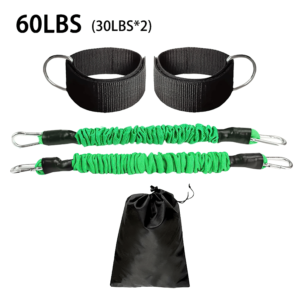 60lbs leg resistance bands set with ankle straps and carry bag for glute and leg workouts.