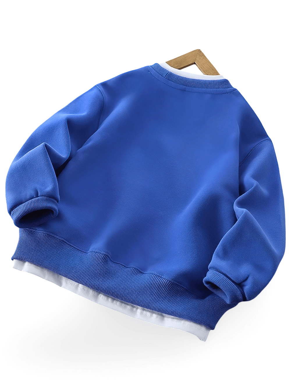 Kids blue Letter Print Crew Neck Long-Sleeved Pullover - SF3534 with ribbed cuffs, perfect for casual outings and schoolwear.
