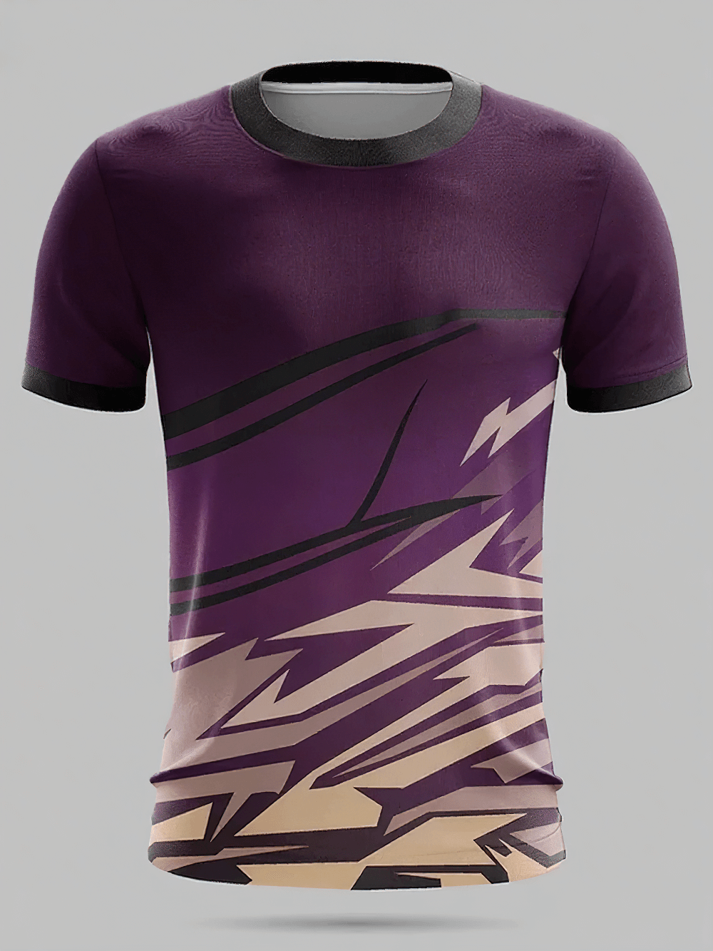 Alt Tag: Lightning Print Athletic Crew Neck T-Shirt - SF4354 purple lightning graphic crew neck athletic tee for gym running training