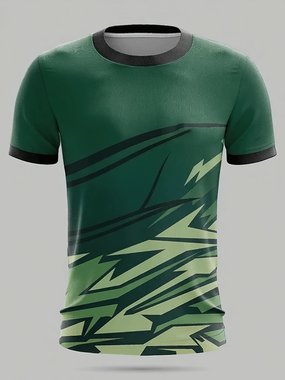 Alt Tag: Lightning Print Athletic Crew Neck T-Shirt - SF4354 green crew neck athletic tee with bold lightning graphic, short sleeves for gym and running