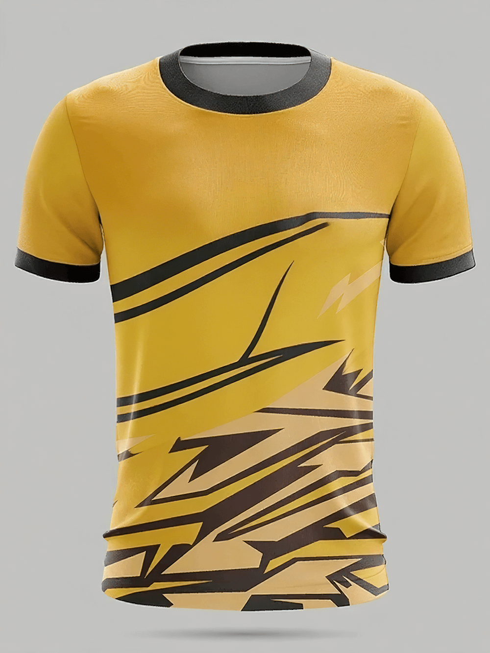 Alt Tag: Lightning Print Athletic Crew Neck T-Shirt - SF4354 yellow lightning graphic crew neck athletic tee for gym running training
