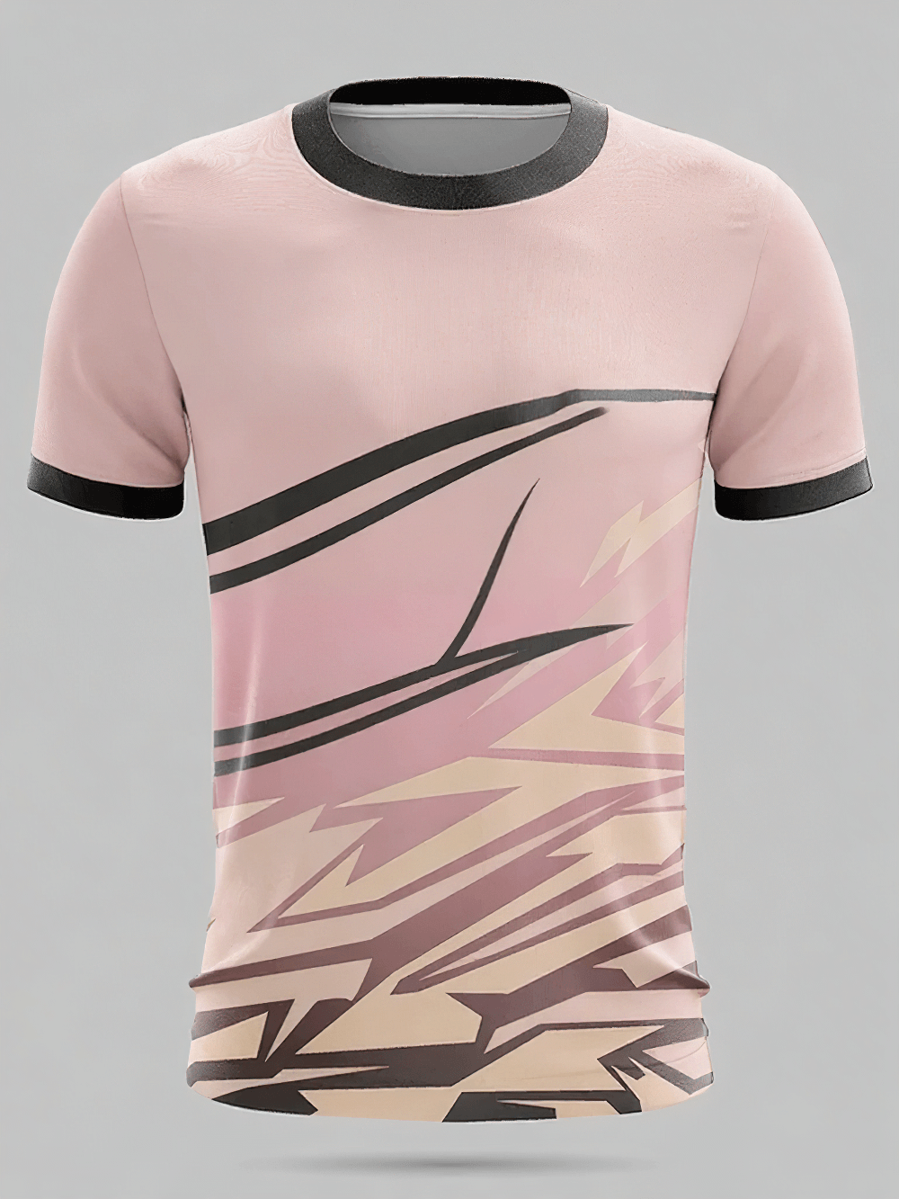 Alt Tag: Lightning Print Athletic Crew Neck T-Shirt - SF4354 pink lightning graphic crew neck short sleeve training tee for gym and running