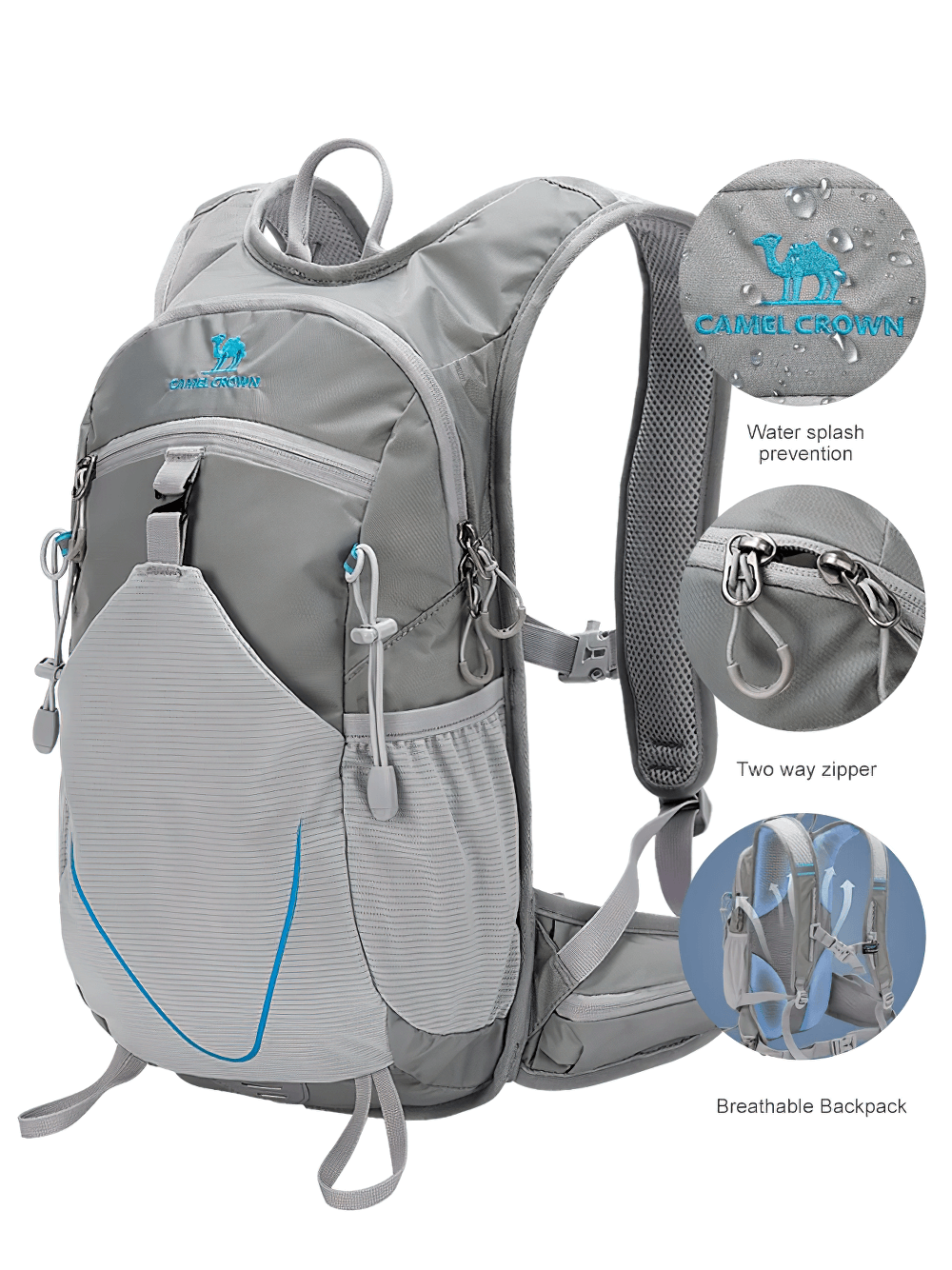 Lightweight 15L water-repellent cycling backpack SF2295 with adjustable straps, front mesh pocket, and breathable back panel.