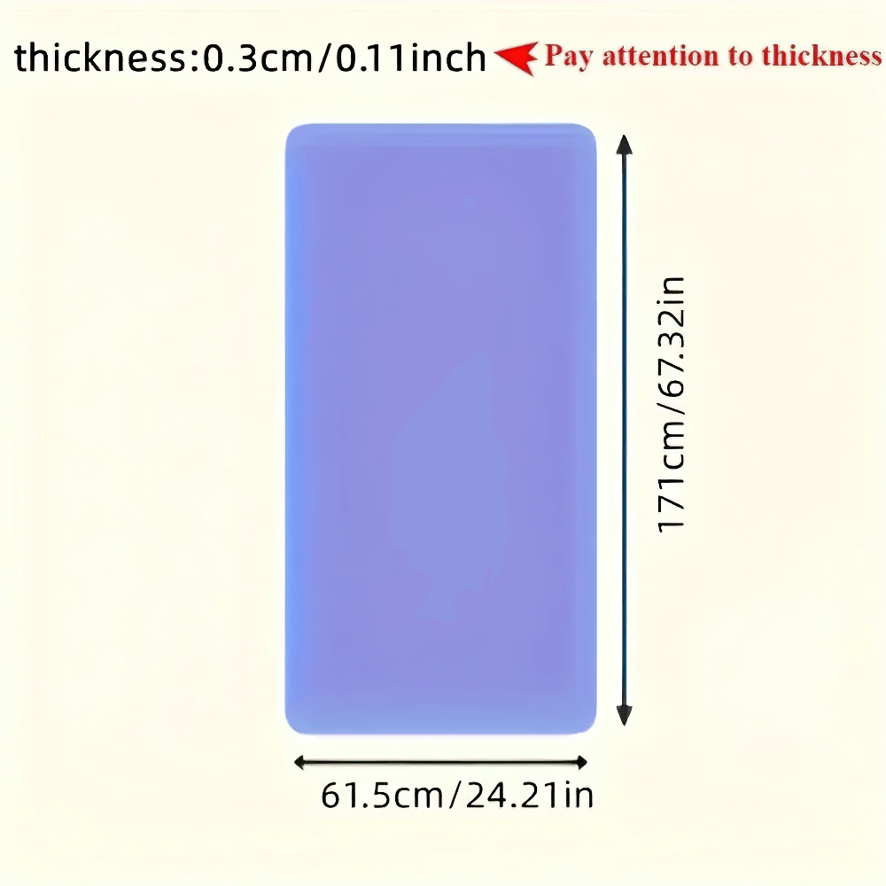 Dimensions of Lightweight Anti-Slip EVA Yoga Mat: 171cm x 61.5cm with a 0.3cm thickness, perfect for stable training sessions.