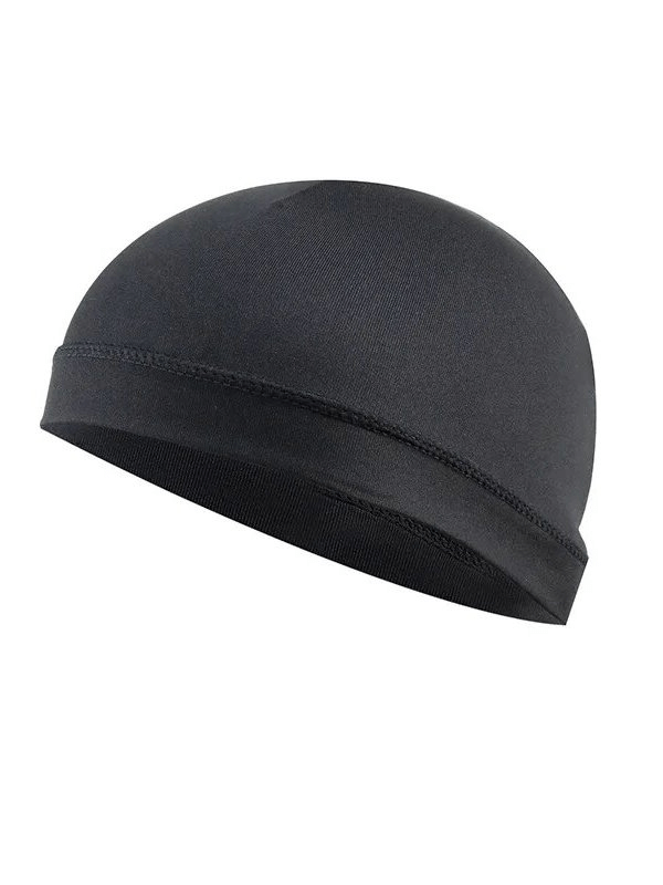 Lightweight breathable men's running beanie with UV protection, solid black polyester design for ultimate comfort and style - SF1688