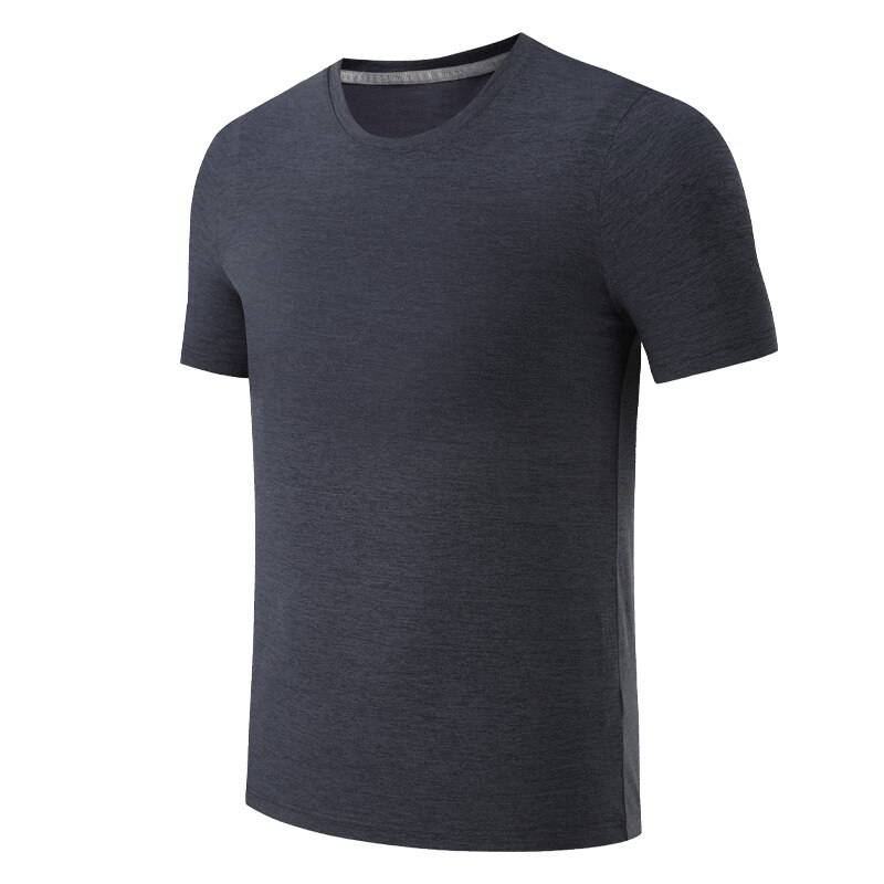 Dark gray lightweight elastic sports training T-shirt for men, perfect for quick-drying and active sportswear.