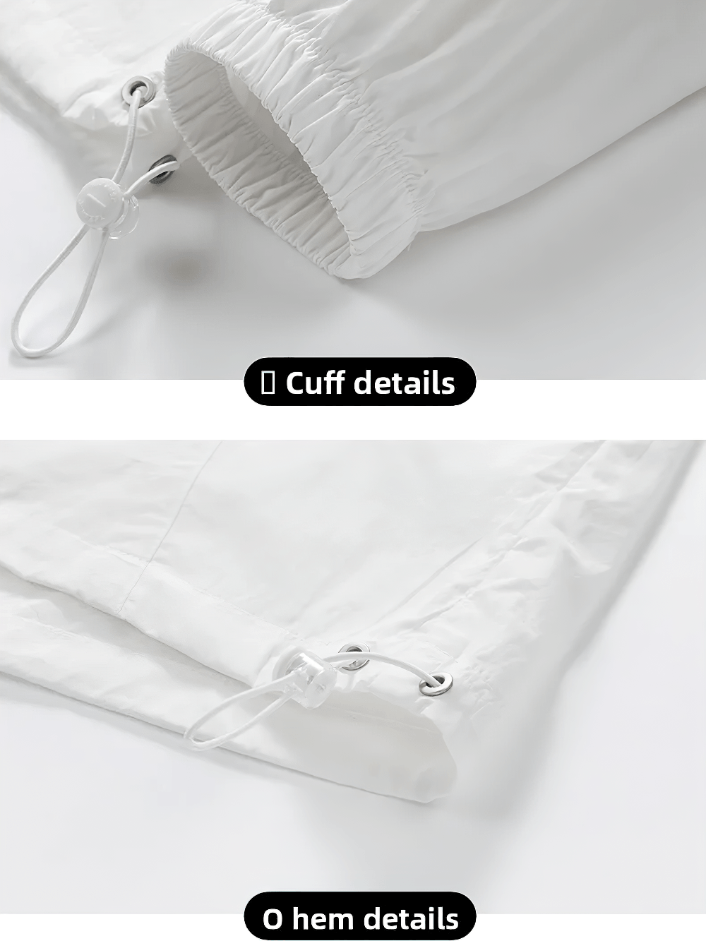 Cuff and hem details of Lightweight Hooded Windbreaker Jacket with Stripes - SF4686 showcasing elastic features.