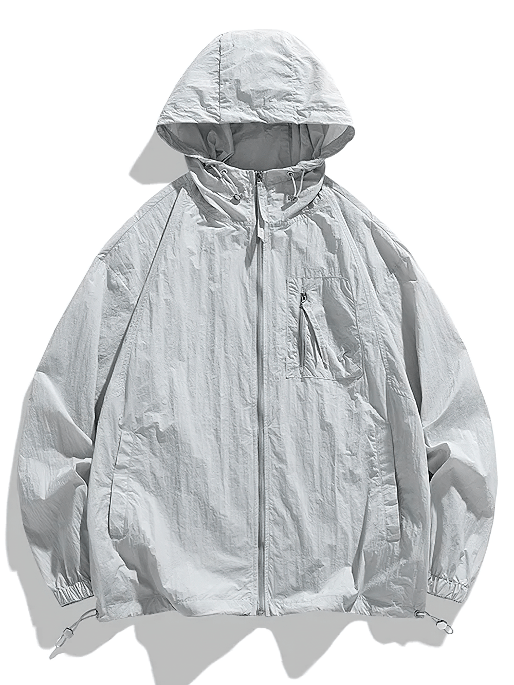 Lightweight Hooded Windbreaker with Chest Pocket - SF4727 in light gray color showcasing a stylish outdoor design.