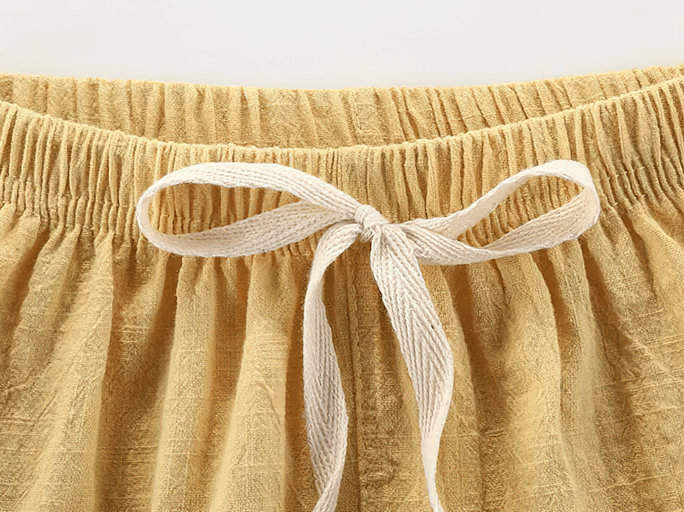 Close-up of Lightweight Linen Drawstring Shorts for Daily Wear - SF3735, showing a textured fabric and adjustable drawstring.