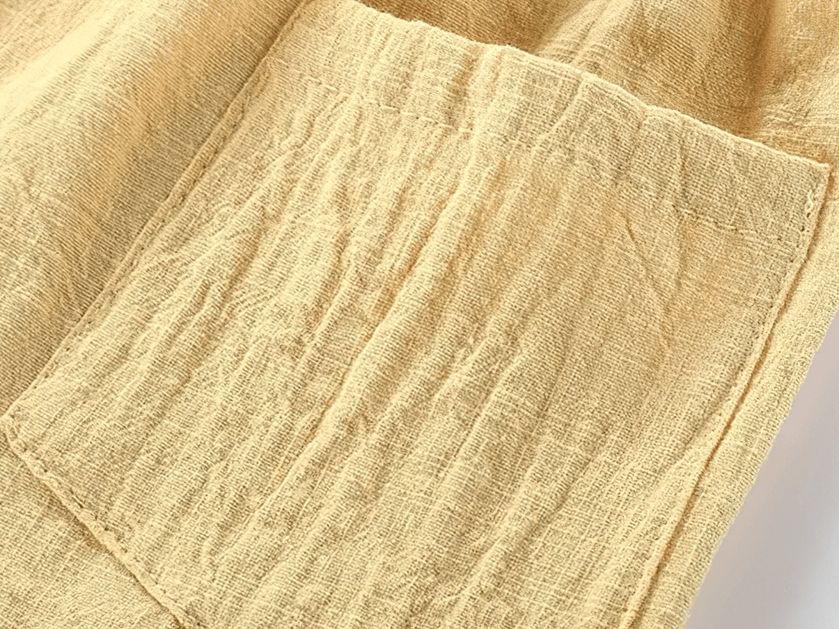 Close-up of Lightweight Linen Drawstring Shorts for Daily Wear - SF3735 showcasing breathable fabric texture