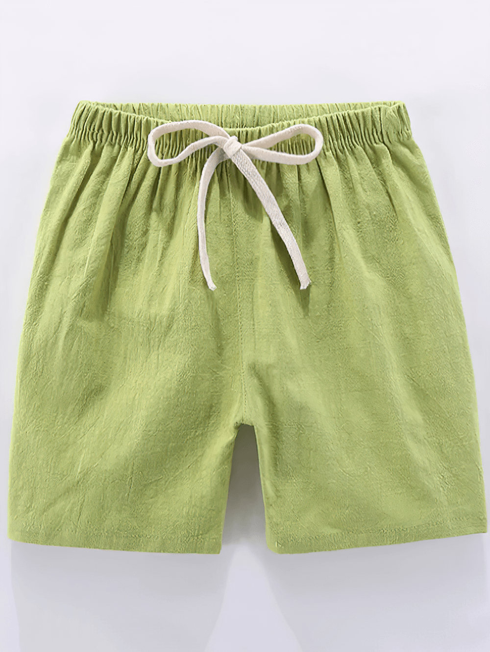 Lightweight Linen Drawstring Shorts for Daily Wear - SF3735 in green color, ideal for casual outdoor activities.