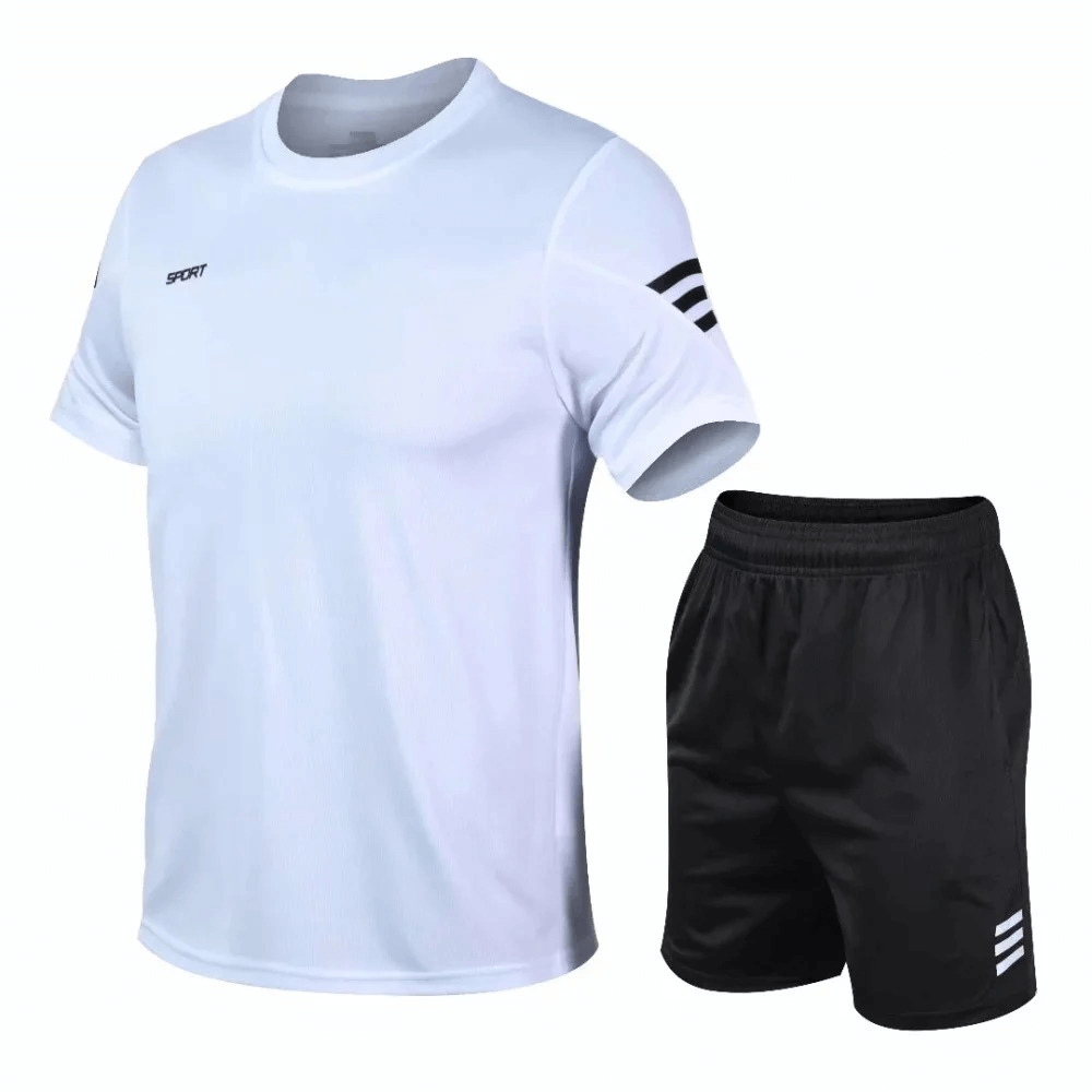 Lightweight Men's Athletic T-Shirt and Shorts Set - SF2025, perfect for running and gym workouts, in breathable polyester fabric.