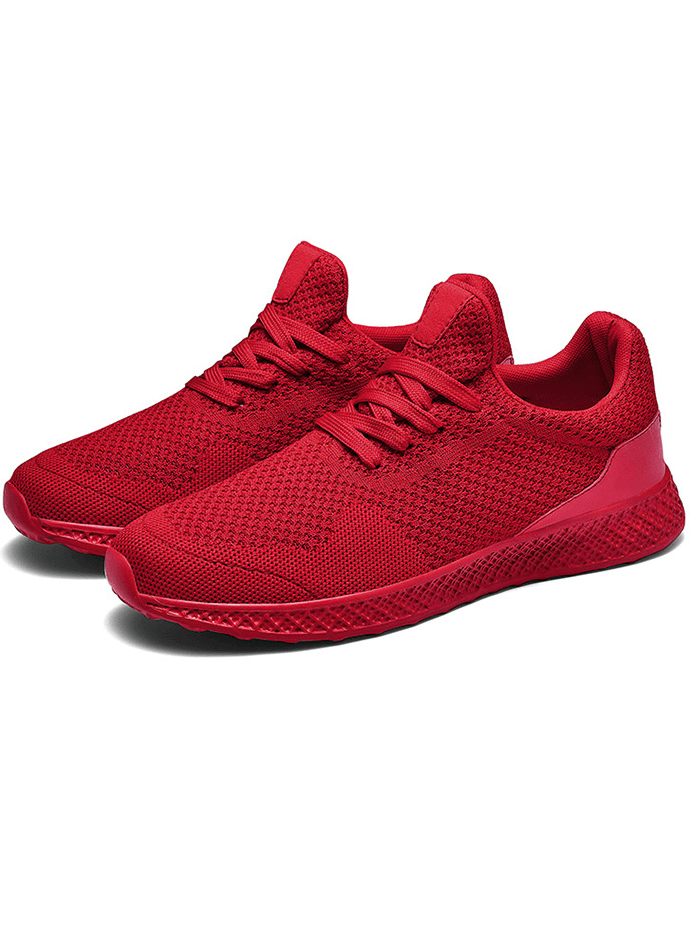 Men's red lightweight mesh tennis shoes, model SF1345, ideal for outdoor training with breathable mesh and flexible rubber outsole.