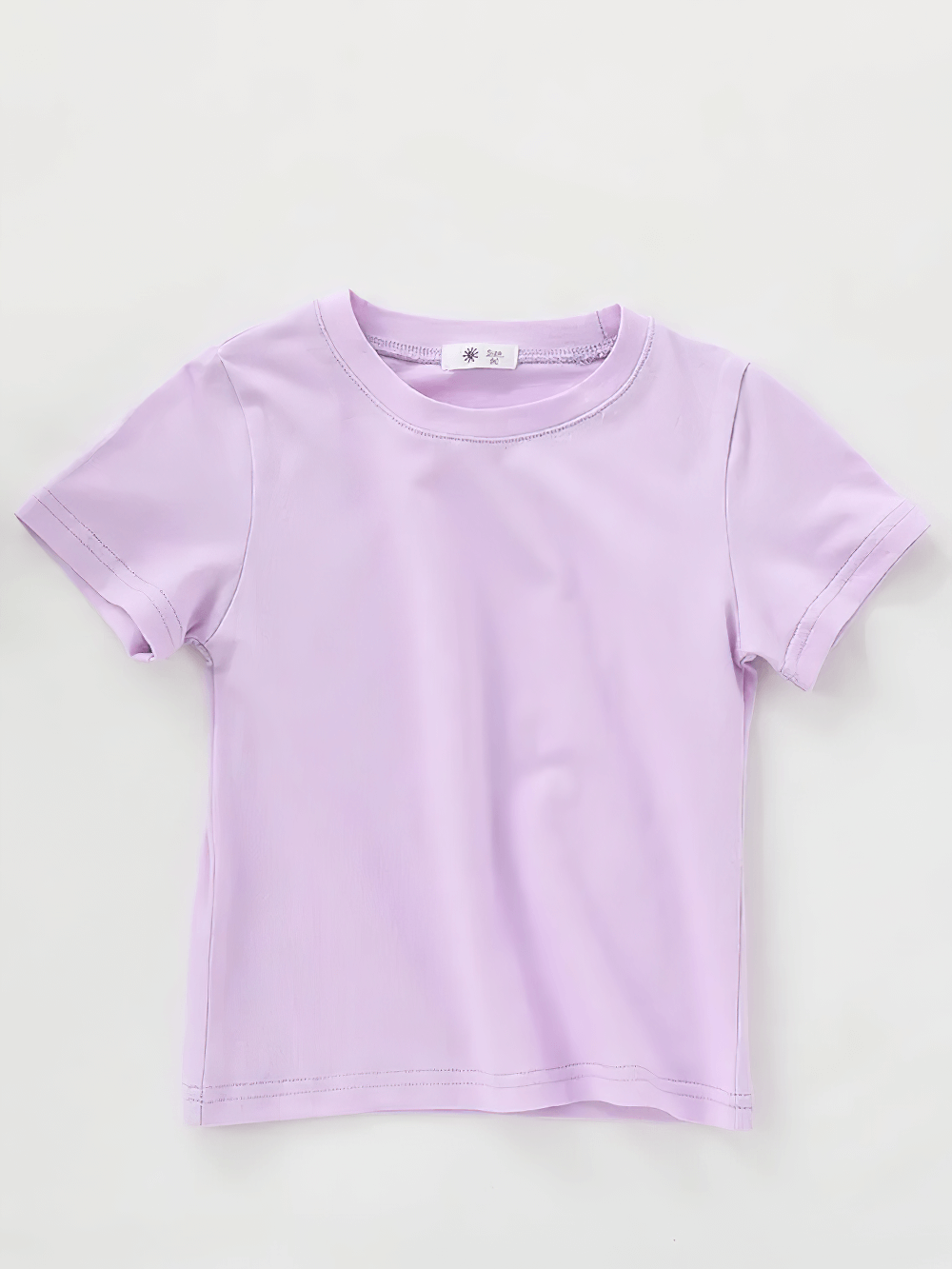 Lightweight Solid Color Short-Sleeve Cotton Tee - SF3851 in soft purple, perfect for children's casual summer wear.