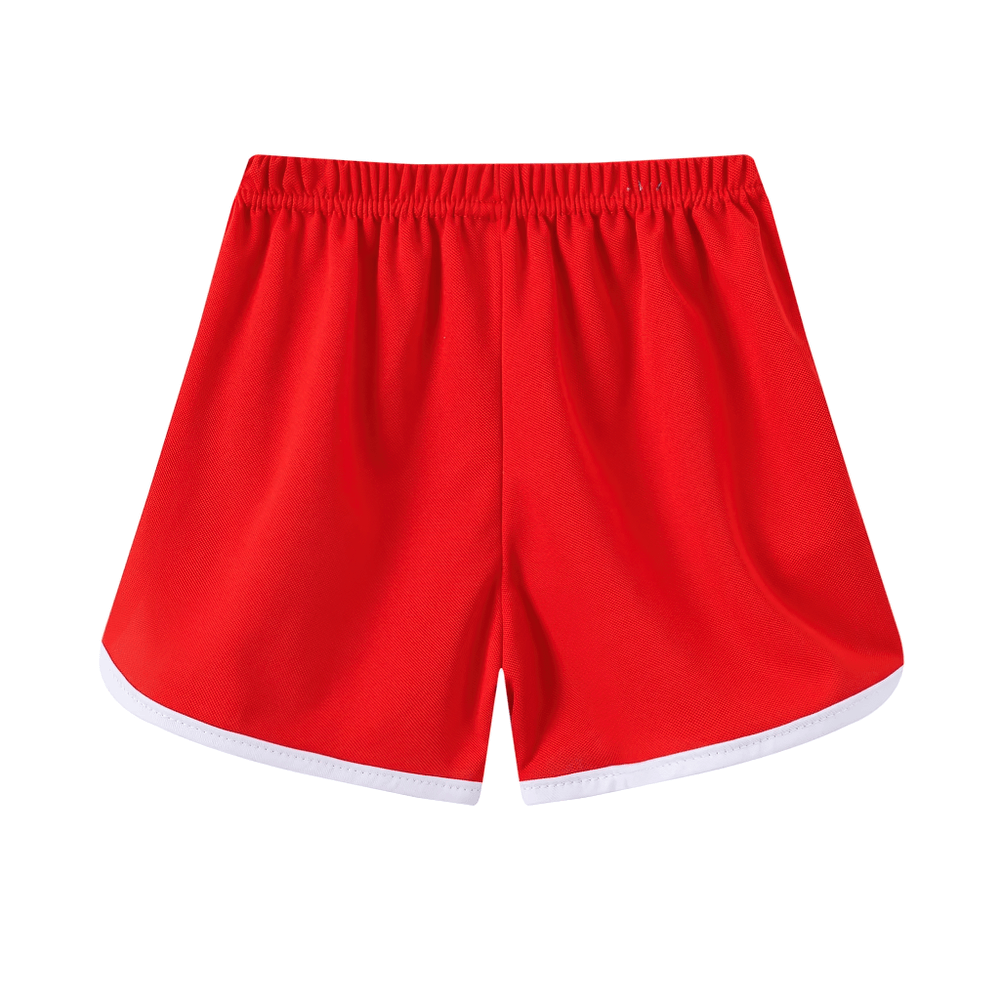 Lightweight Sports Shorts with Elastic Waistband - SF3784, breathable athletic shorts, kid's red shorts with side trim for active wear.