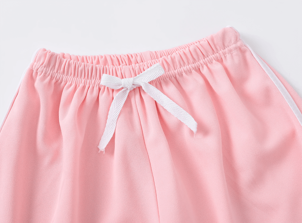 Lightweight Sports Shorts with Elastic Waistband - SF3784 in pink, featuring an elastic waist and side trim for kids' athletic activities.