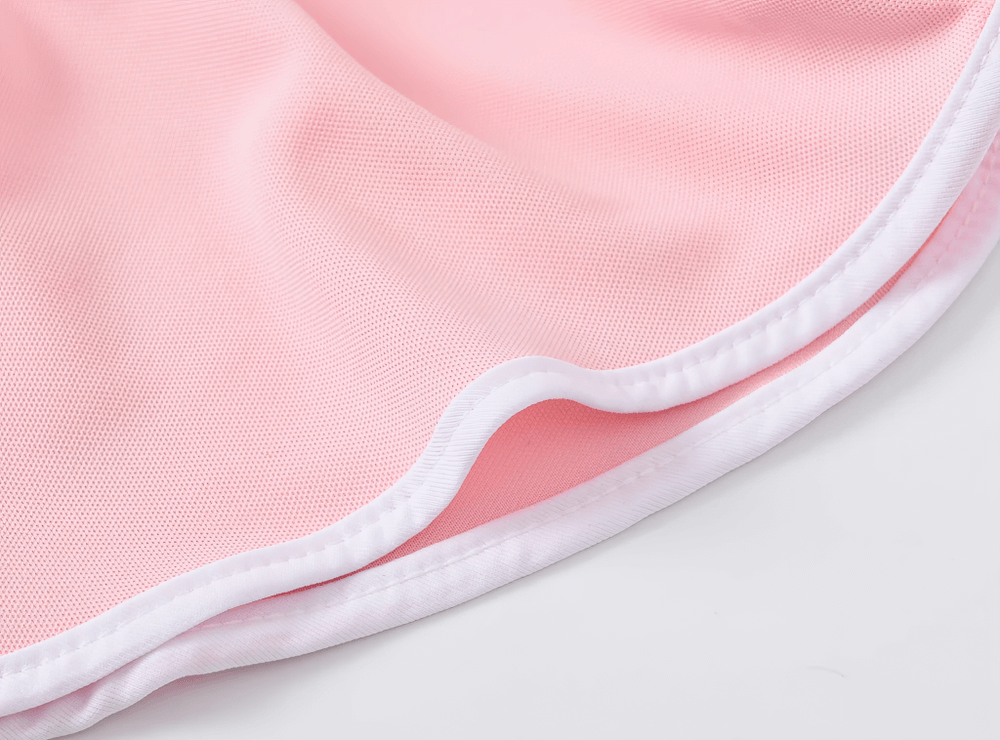 Close-up of Lightweight Sports Shorts with Elastic Waistband - SF3784 highlighting pink trim and breathable fabric.