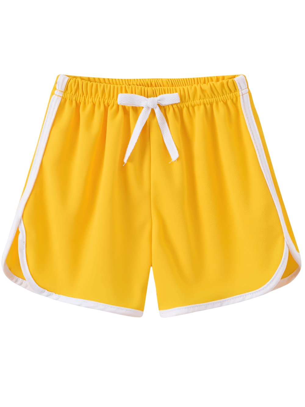 Lightweight Sports Shorts with Elastic Waistband - SF3784, breathable yellow athletic shorts for kids with white side trim.