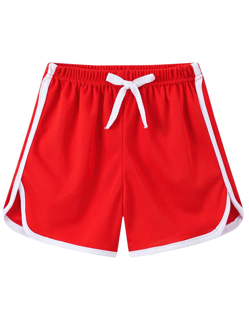 Lightweight Sports Shorts with Elastic Waistband - SF3784 in vibrant red for kids' training, featuring breathable material and side trim detailing.