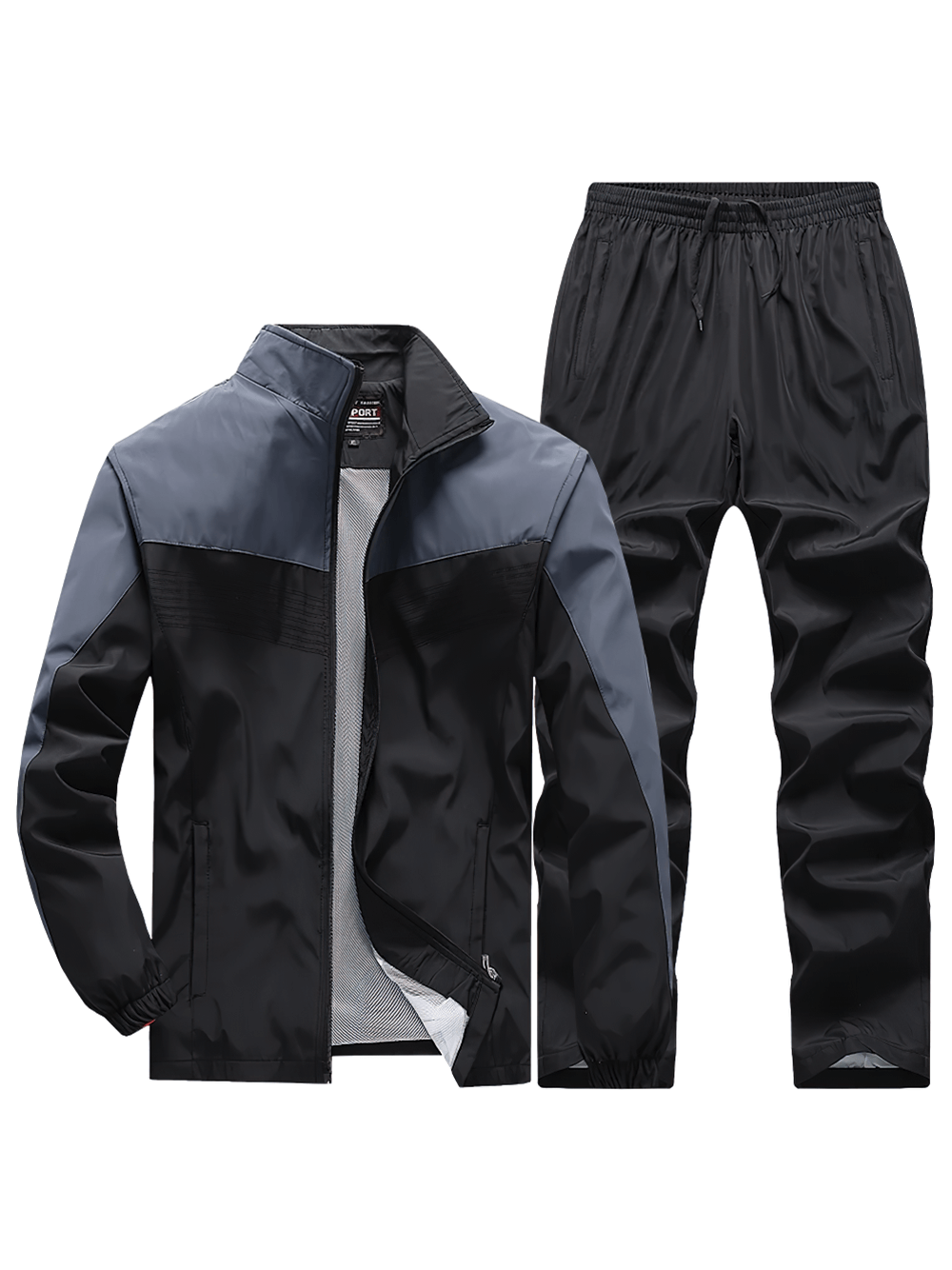 Lightweight men's sports tracksuit, SF2282, with breathable zip-up jacket and elastic waist pants. Ideal for running and gym workouts.