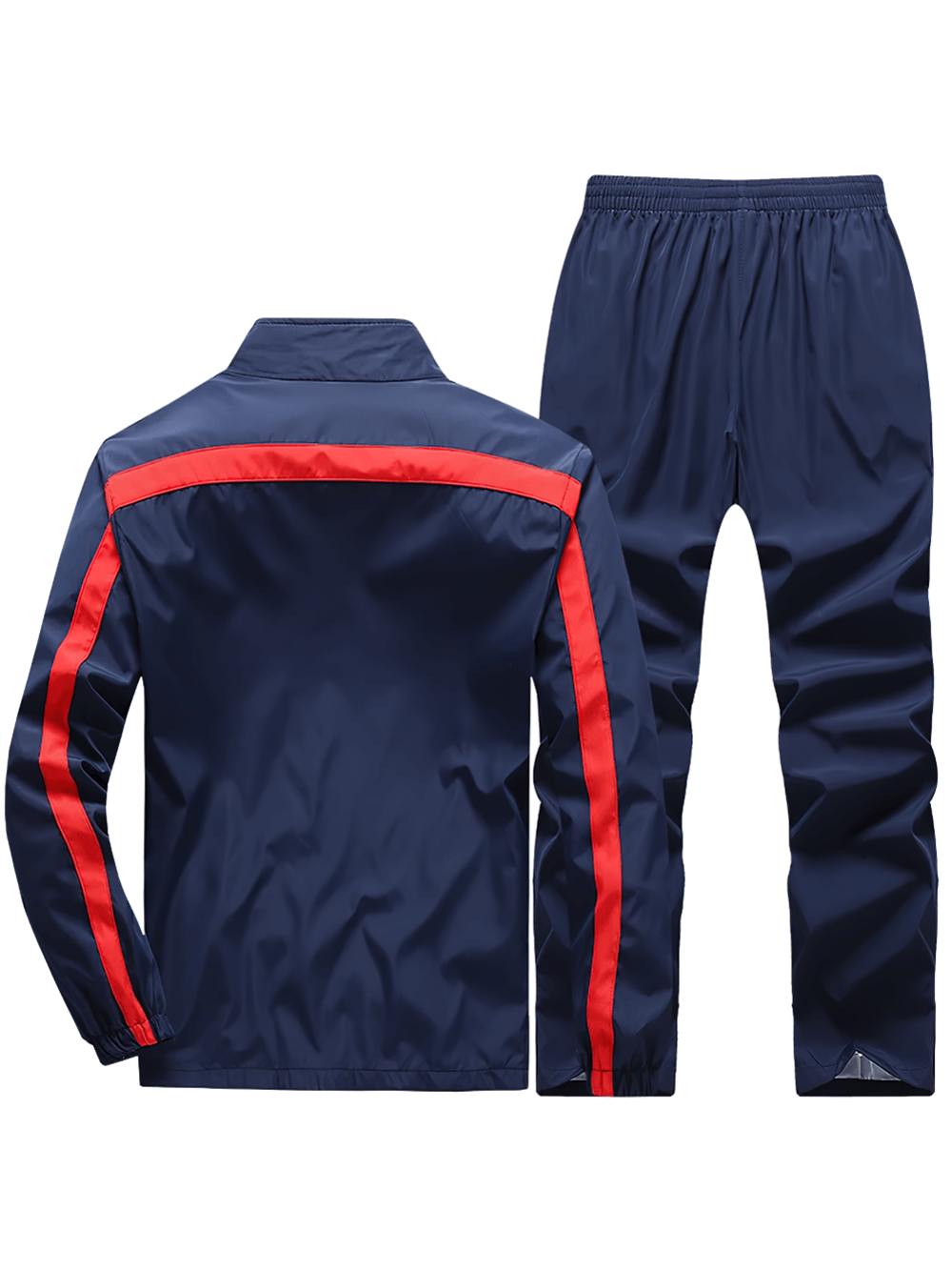 Lightweight men's sports tracksuit SF2282 with navy and red zip-up jacket and elastic pants, ideal for running and gym sessions.