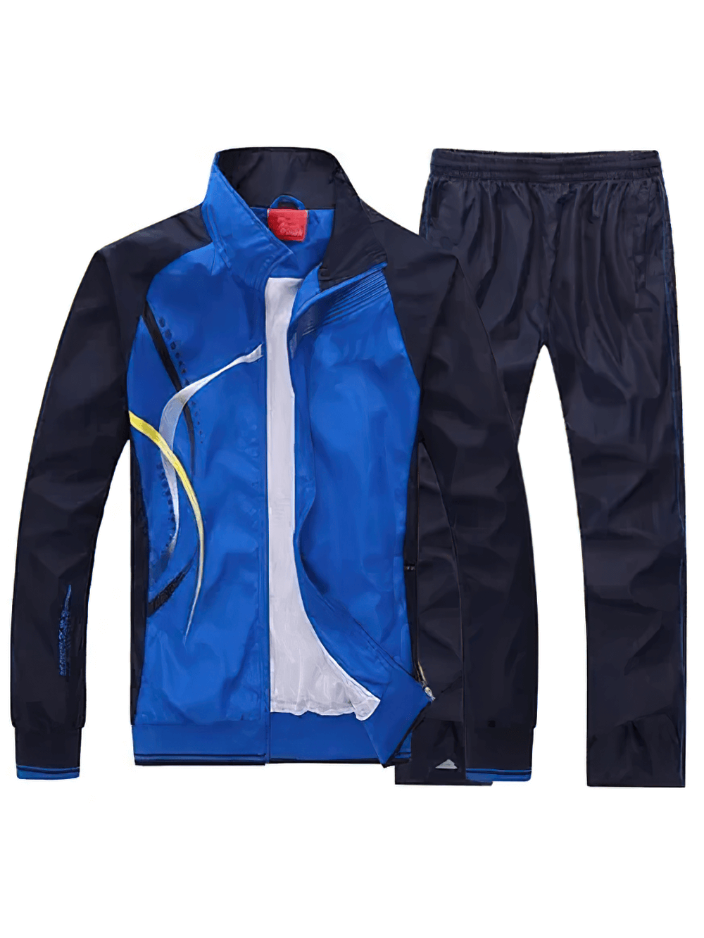 Men's lightweight tracksuit with modern blue print, breathable mesh, zippered jacket, and adjustable drawstring pants - SF2281
