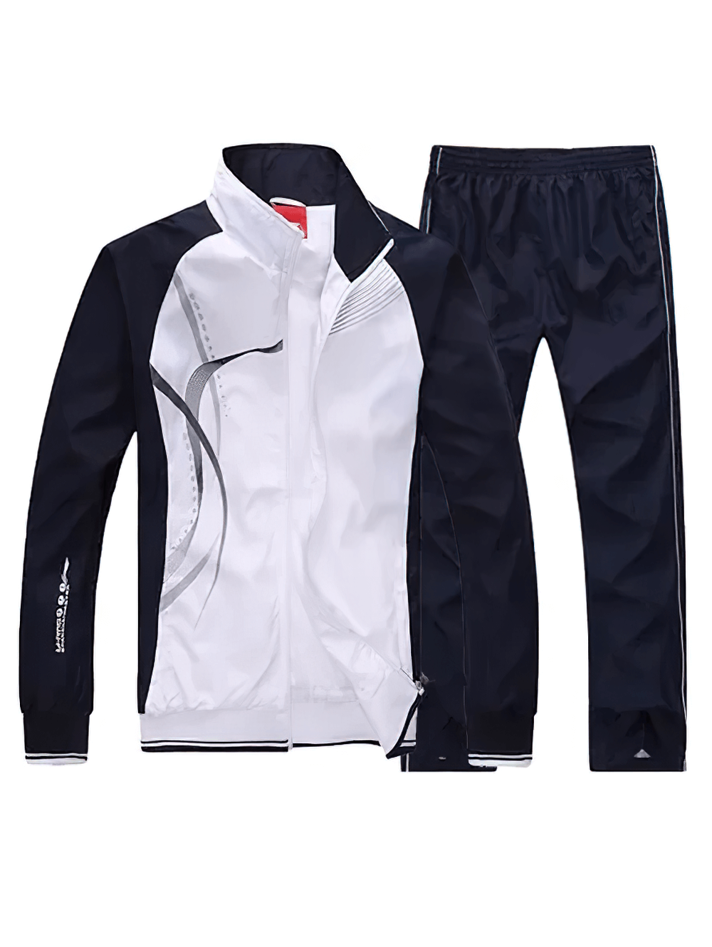 Stylish men's lightweight tracksuit with modern print design, zippered jacket, and adjustable pants, perfect for active lifestyles.