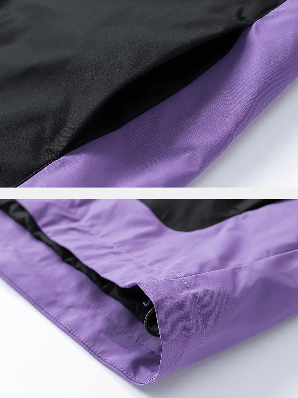 Lightweight Zip Hiking Jacket with Contrast Panels - SF4728 showcasing color block design with black and purple fabric.