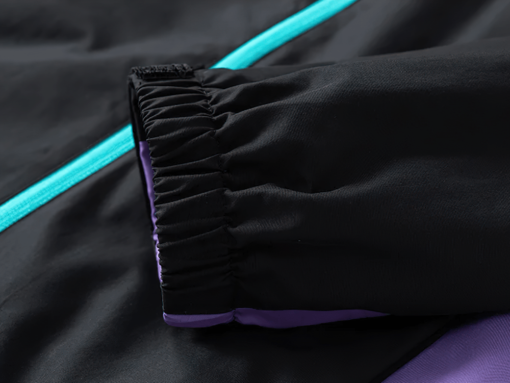 Lightweight Zip Hiking Jacket with Contrast Panels - SF4728 showcasing elastic cuff and vibrant zipper details.