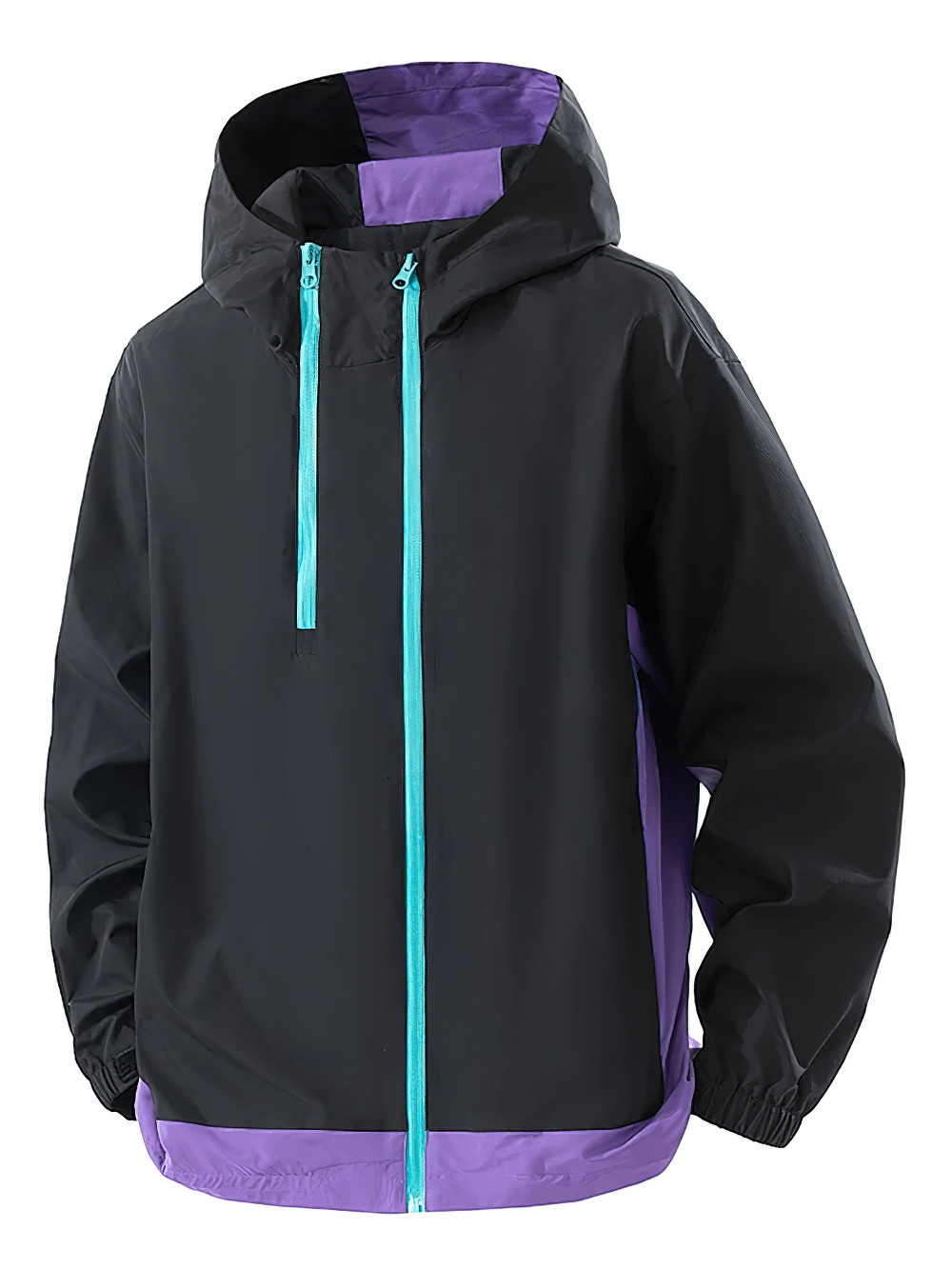 Lightweight Zip Hiking Jacket with Contrast Panels - SF4728 in black and purple color block design.