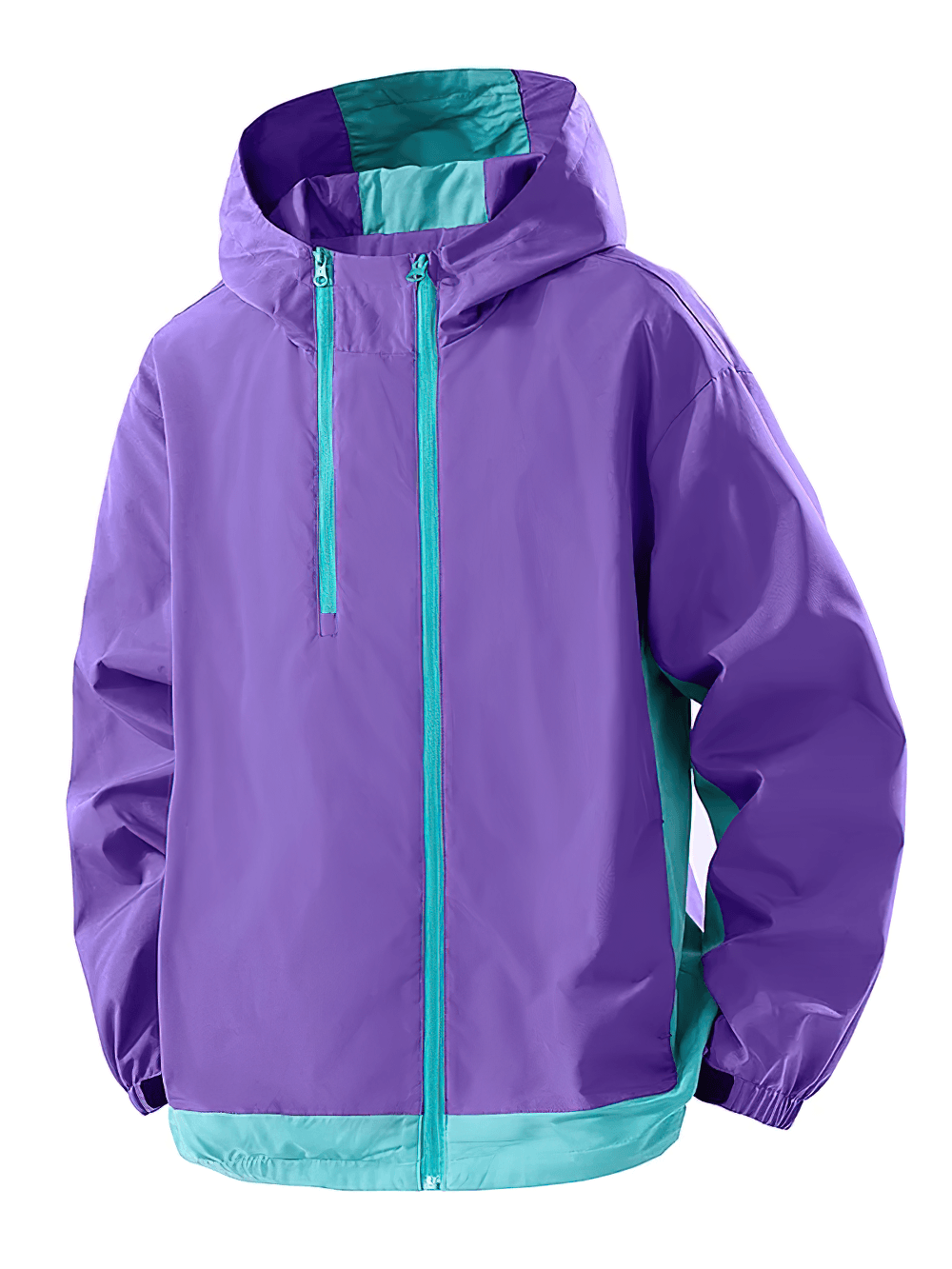 Lightweight Zip Hiking Jacket with Contrast Panels - SF4728 in vibrant purple with teal accents for outdoor adventures.